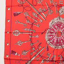 HERMES Carre 90 Scarf ""LES CLES"" Silk Red Auth SW1829M-5