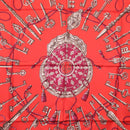 HERMES Carre 90 Scarf ""LES CLES"" Silk Red Auth SW1829M-6