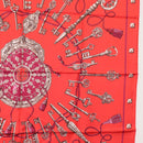 HERMES Carre 90 Scarf ""LES CLES"" Silk Red Auth SW1829M-7