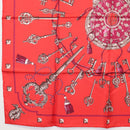 HERMES Carre 90 Scarf ""LES CLES"" Silk Red Auth SW1829M-8