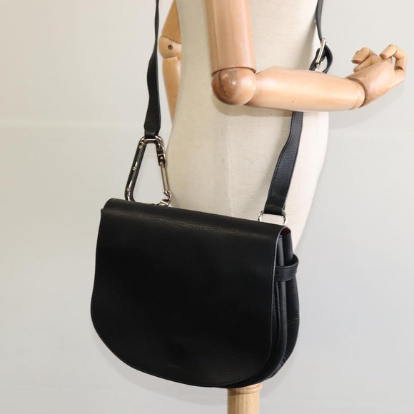 BALLY Shoulder Bag Leather Black Auth sw183