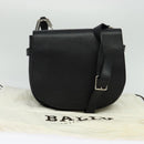 BALLY Shoulder Bag Leather Black Auth sw183-12