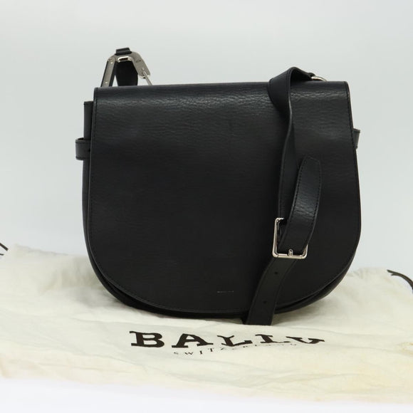BALLY Shoulder Bag Leather Black Auth sw183