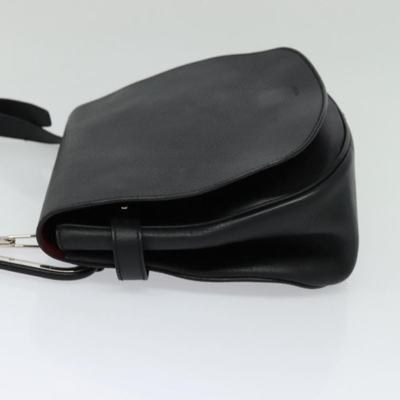 BALLY Shoulder Bag Leather Black Auth sw183