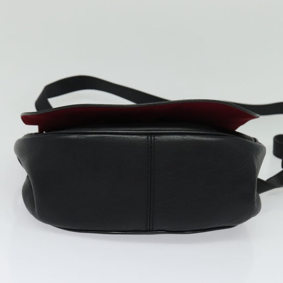 BALLY Shoulder Bag Leather Black Auth sw183