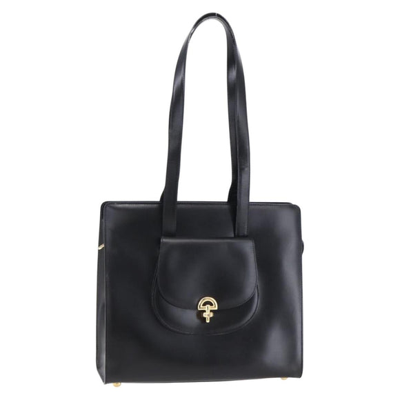 CELINE Tote Bag Leather Black Gold Auth SW1830