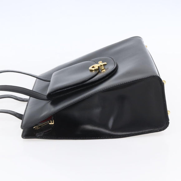 CELINE Tote Bag Leather Black Gold Auth SW1830