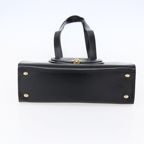 CELINE Tote Bag Leather Black Gold Auth SW1830
