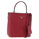 PRADA Panniers Hand Bag Safiano leather 2way Red Gold Auth SW1831V-1