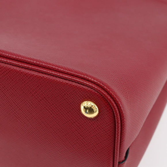PRADA Panniers Hand Bag Safiano leather 2way Red Gold Auth SW1831V