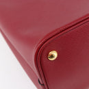 PRADA Panniers Hand Bag Safiano leather 2way Red Gold Auth SW1831V-17
