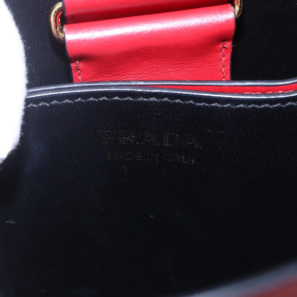 PRADA Panniers Hand Bag Safiano leather 2way Red Gold Auth SW1831V