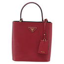PRADA Panniers Hand Bag Safiano leather 2way Red Gold Auth SW1831V-13