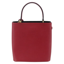 PRADA Panniers Hand Bag Safiano leather 2way Red Gold Auth SW1831V - 0