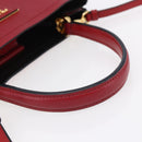 PRADA Panniers Hand Bag Safiano leather 2way Red Gold Auth SW1831V-7