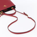 PRADA Panniers Hand Bag Safiano leather 2way Red Gold Auth SW1831V-9
