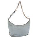 PRADA Chain Shoulder Bag Nylon Light Blue Gold Auth SW1832-1