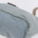 PRADA Chain Shoulder Bag Nylon Light Blue Gold Auth SW1832-8