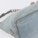PRADA Chain Shoulder Bag Nylon Light Blue Gold Auth SW1832-15
