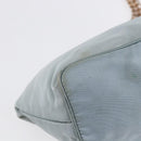 PRADA Chain Shoulder Bag Nylon Light Blue Gold Auth SW1832-17