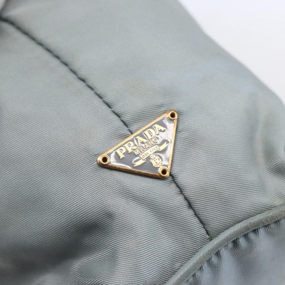 PRADA Chain Shoulder Bag Nylon Light Blue Gold Auth SW1832