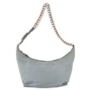 PRADA Chain Shoulder Bag Nylon Light Blue Gold Auth SW1832-13