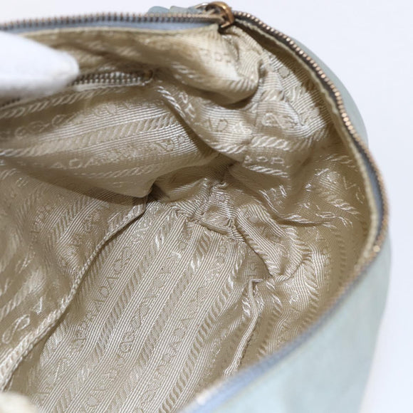 PRADA Chain Shoulder Bag Nylon Light Blue Gold Auth SW1832