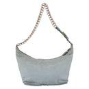 PRADA Chain Shoulder Bag Nylon Light Blue Gold Auth SW1832-2