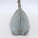 PRADA Chain Shoulder Bag Nylon Light Blue Gold Auth SW1832-3