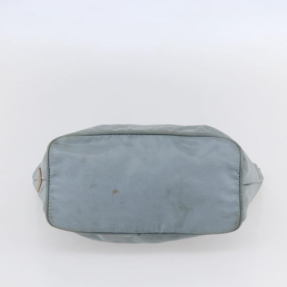 PRADA Chain Shoulder Bag Nylon Light Blue Gold Auth SW1832