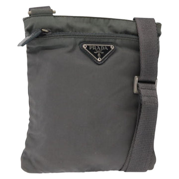 PRADA Shoulder Bag Nylon Gray Silver Auth SW1833