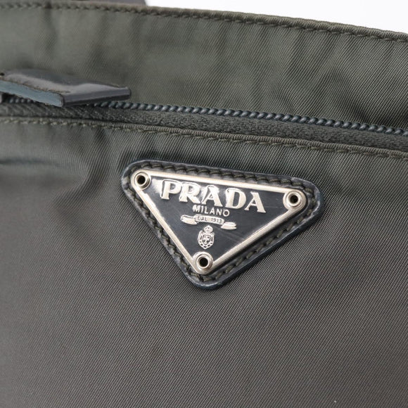 PRADA Shoulder Bag Nylon Gray Silver Auth SW1833