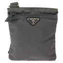 PRADA Shoulder Bag Nylon Gray Silver Auth SW1833-13