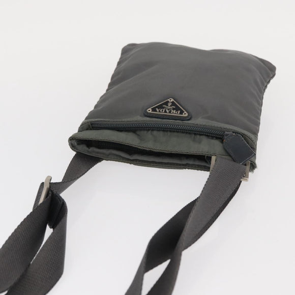 PRADA Shoulder Bag Nylon Gray Silver Auth SW1833