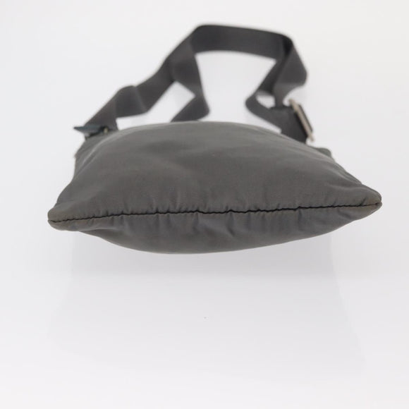 PRADA Shoulder Bag Nylon Gray Silver Auth SW1833