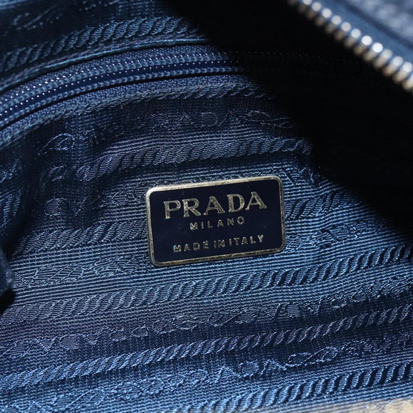 PRADA Chain Shoulder Bag Nylon Navy Gold Auth SW1835