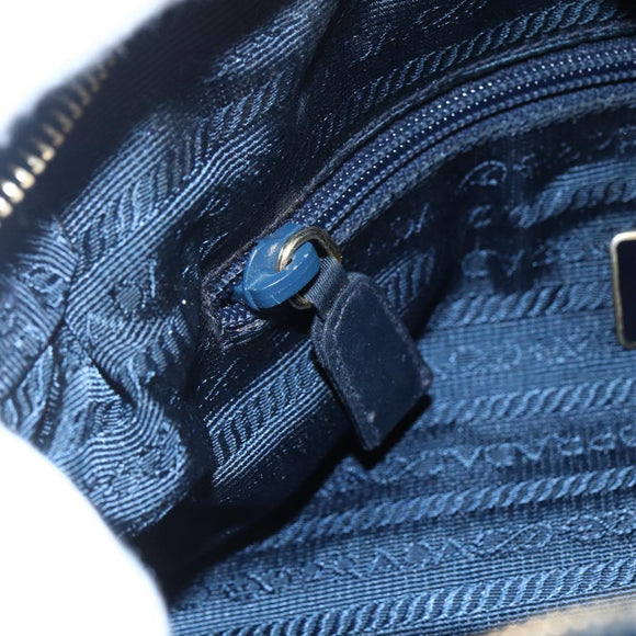 PRADA Chain Shoulder Bag Nylon Navy Gold Auth SW1835