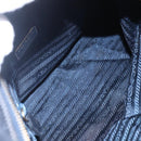 PRADA Chain Shoulder Bag Nylon Navy Gold Auth SW1835-11