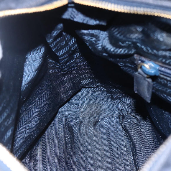 PRADA Chain Shoulder Bag Nylon Navy Gold Auth SW1835