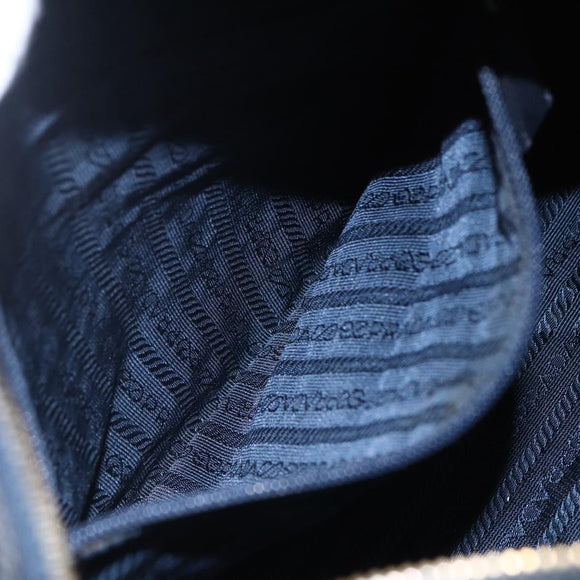 PRADA Chain Shoulder Bag Nylon Navy Gold Auth SW1835