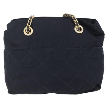 PRADA Chain Shoulder Bag Nylon Navy Gold Auth SW1835 - 0