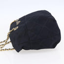 PRADA Chain Shoulder Bag Nylon Navy Gold Auth SW1835-3