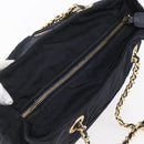 PRADA Chain Shoulder Bag Nylon Navy Gold Auth SW1835-6