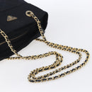 PRADA Chain Shoulder Bag Nylon Navy Gold Auth SW1835-7