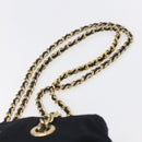 PRADA Chain Shoulder Bag Nylon Navy Gold Auth SW1835-14