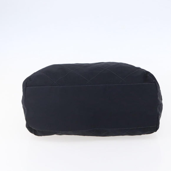 PRADA Chain Shoulder Bag Nylon Navy Gold Auth SW1835