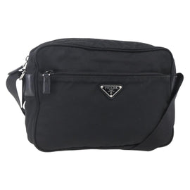 PRADA Shoulder Bag Nylon Black Silver Auth SW1837