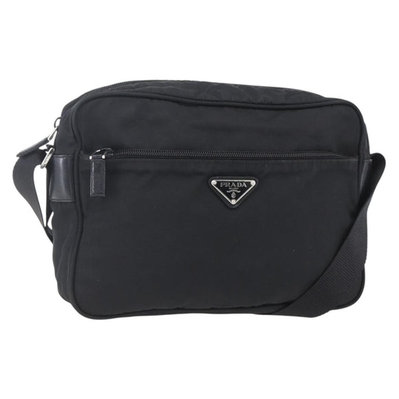 PRADA Shoulder Bag Nylon Black Silver Auth SW1837