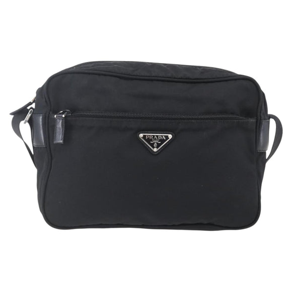 PRADA Shoulder Bag Nylon Black Silver Auth SW1837