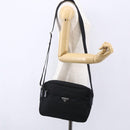 PRADA Shoulder Bag Nylon Black Silver Auth SW1837-24